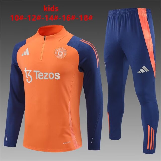 Kids 2024/25 Manchester United orange Kids/Youth Thailand Tracksuit Uniform-801