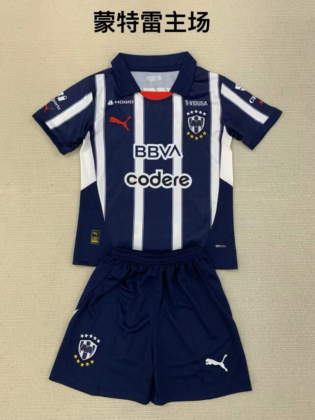 Kids 2024/25 Monterrey Home White & Blue Kids/Yotuh Soccer Uniform-208