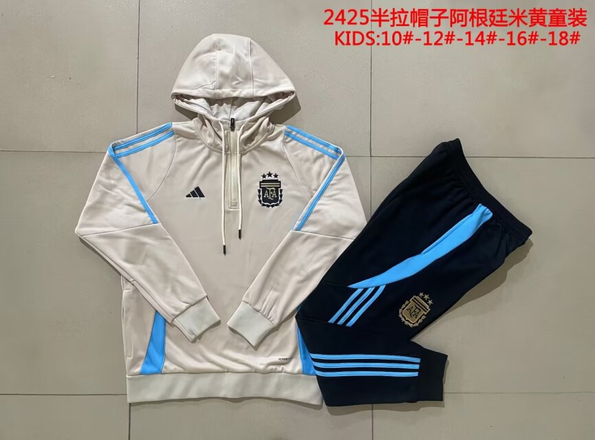 2024/25 Argentina Rice Yellow Kids/Youth Tracksuit Unifom With Hat-815