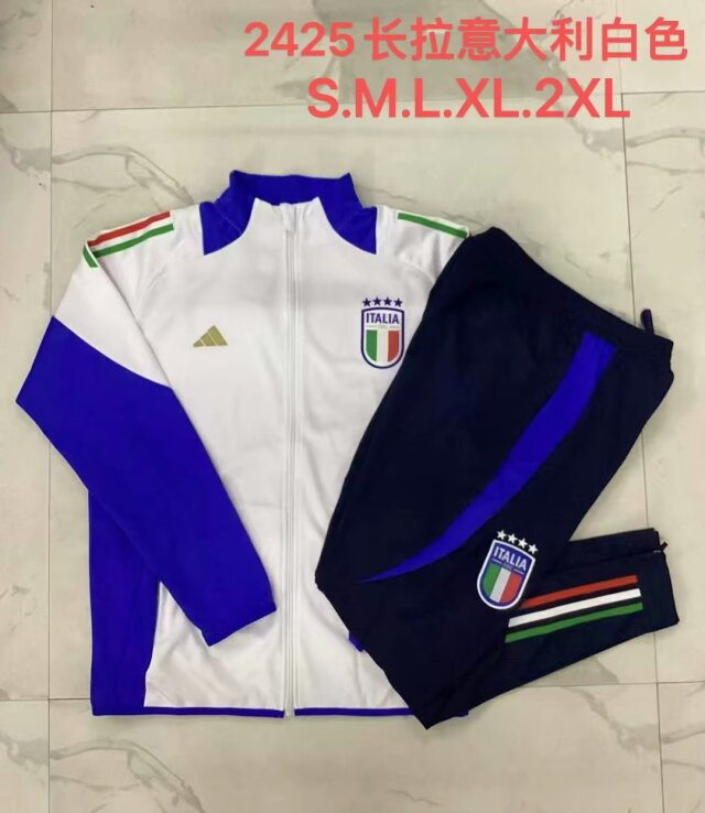 2024/25 Italy White & Blue Soccer Jacket Uniform-815