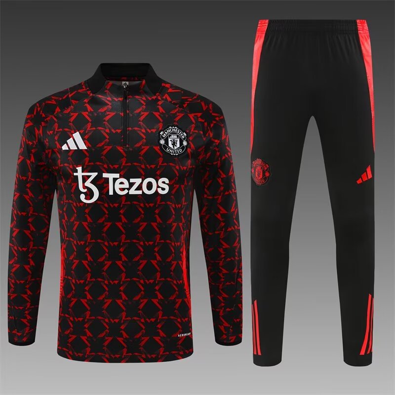 2024/25 Manchester United Red & Black Blue Thailand Tracksuit Uniform-801/815