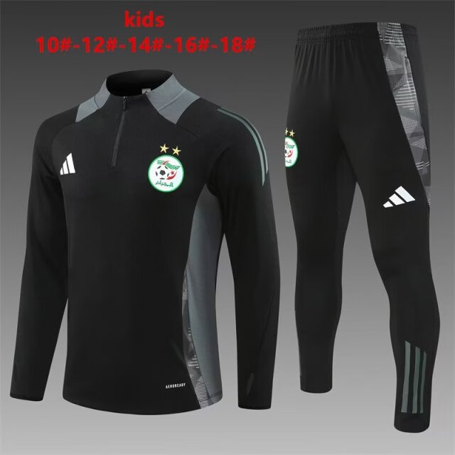 Kids 2024/25 Algeria Balck Kids/Youth Tracksuit Uniform-801