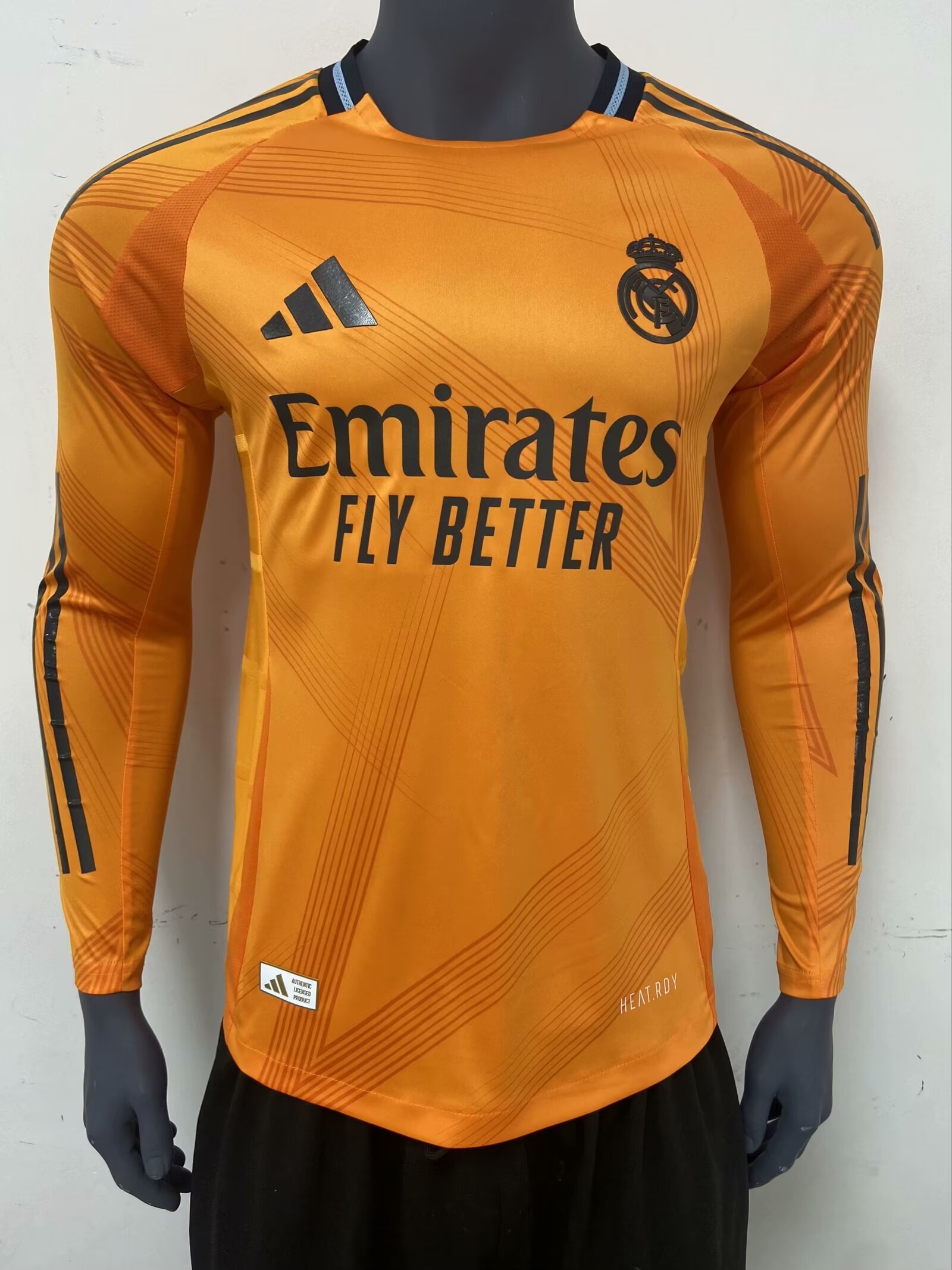 Player Version 2024/25 Real Madrid Away Orange LS Thailand Soccer Jersey AAA-27/888/16