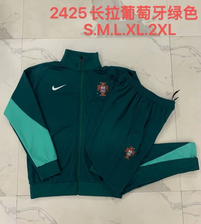 2024-25 Portugal Dark Green Thailand Soccer Jacket Uniform-815