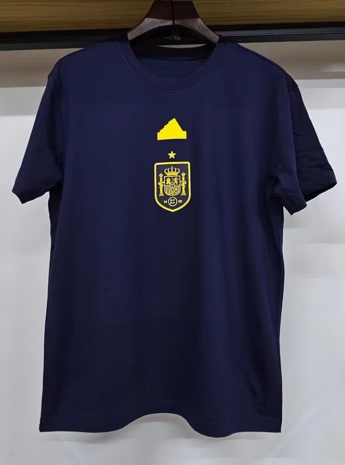 2024 Spain Royal Blue Soccer Cotton T-Shirts-308