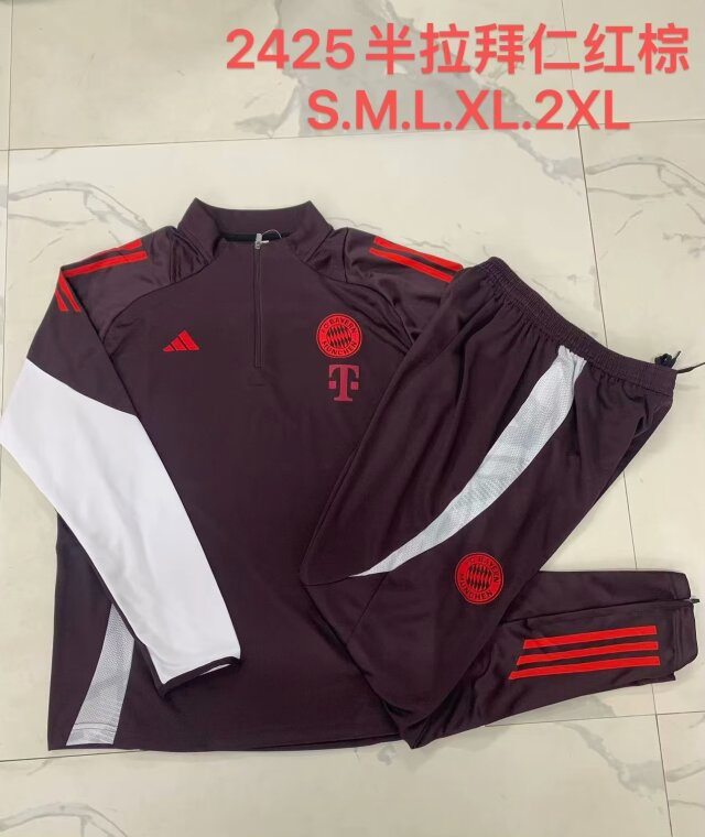 2024/25 Bayern München Red-Brown Thailand Soccer Tracksuit Uniform-815