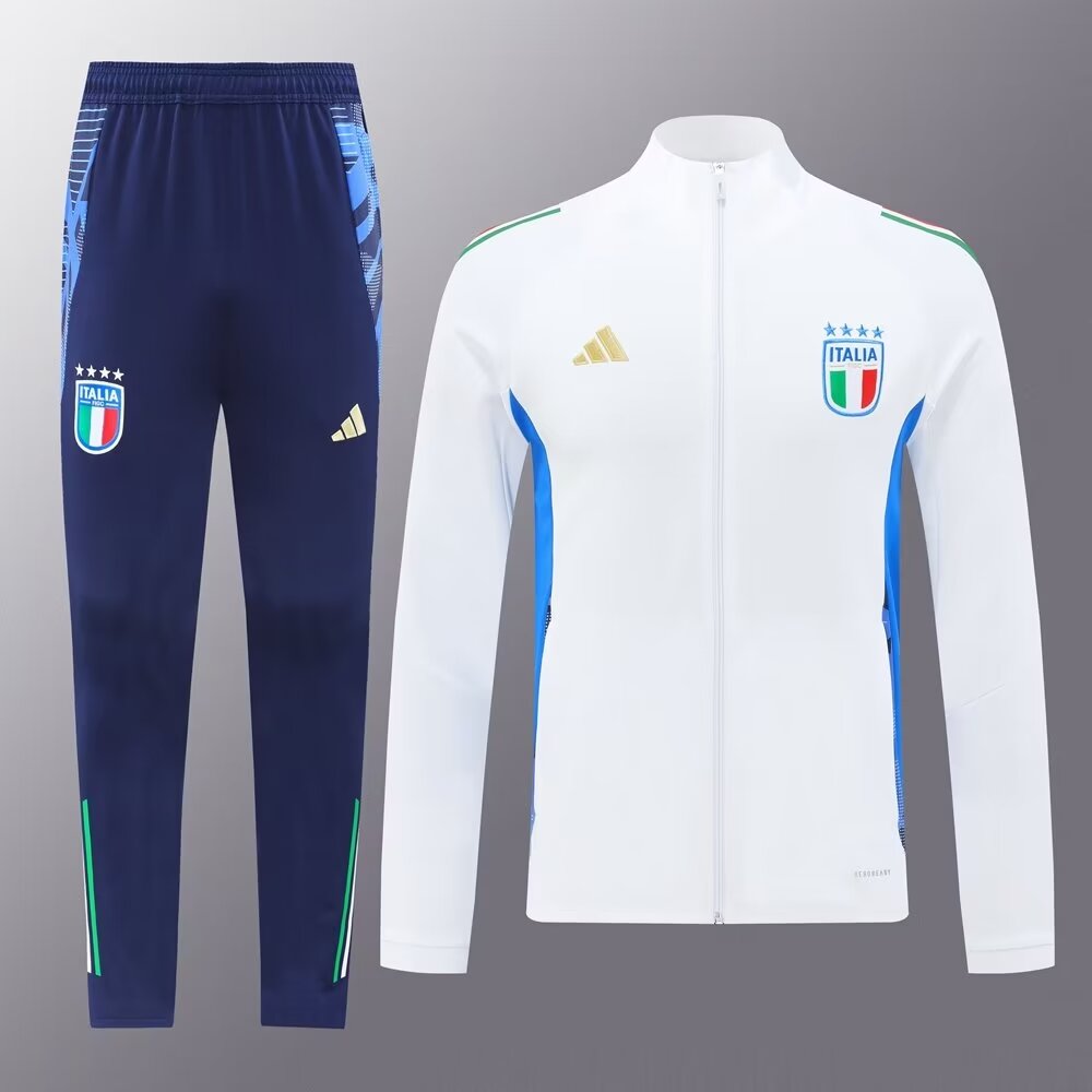 2024/25 #02 Italy White & Blue Soccer Jacket Uniform-LH