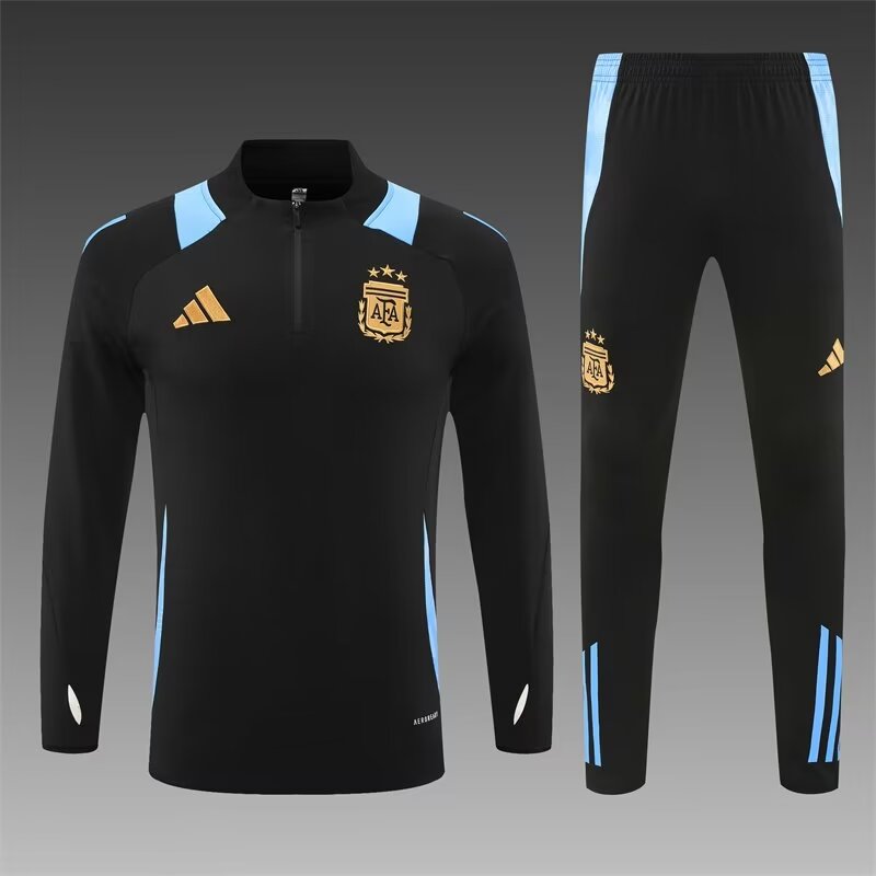 2024/25 Argentina Black Thailand Soccer Tracksuit Uniform-801