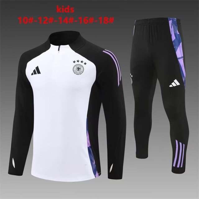 Kids 2024/25 Germany White & Black Kids/Youth Trackusit Uniform-815/801/411