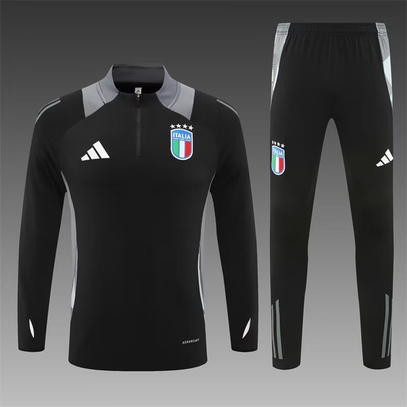 2024/25 Italy Black Soccer Tracksuit Uniform-801