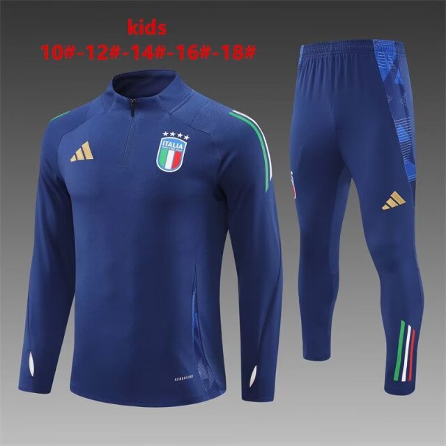 Kids 2024/25 Italy Royal Blue Kids/Youth Soccer Tracksuit Uniform-801