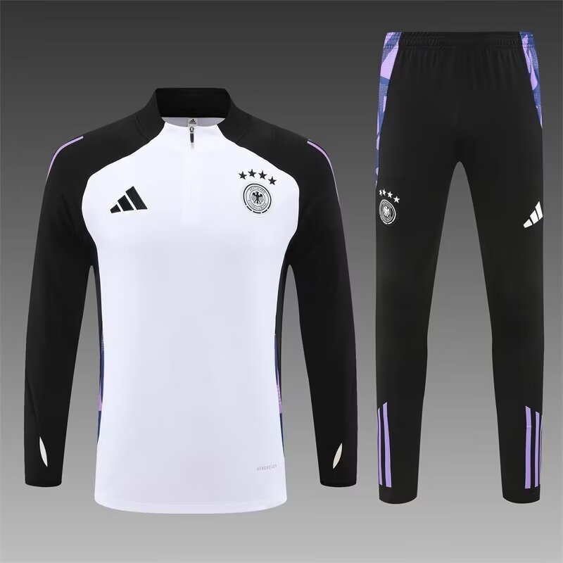 2024/25 Germany White & Black Thailand Soccer Tracksuit Uniform-801
