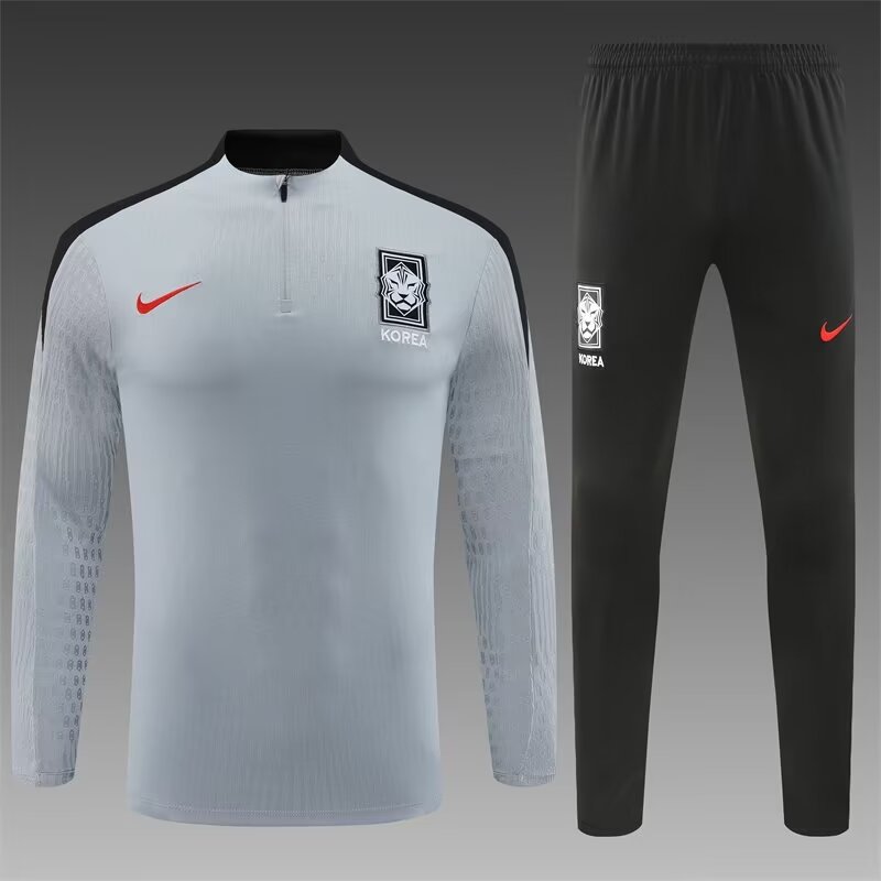 2024/25 Korea Republic Light Gray Thailand Soccer Tracksuit Uniform-801