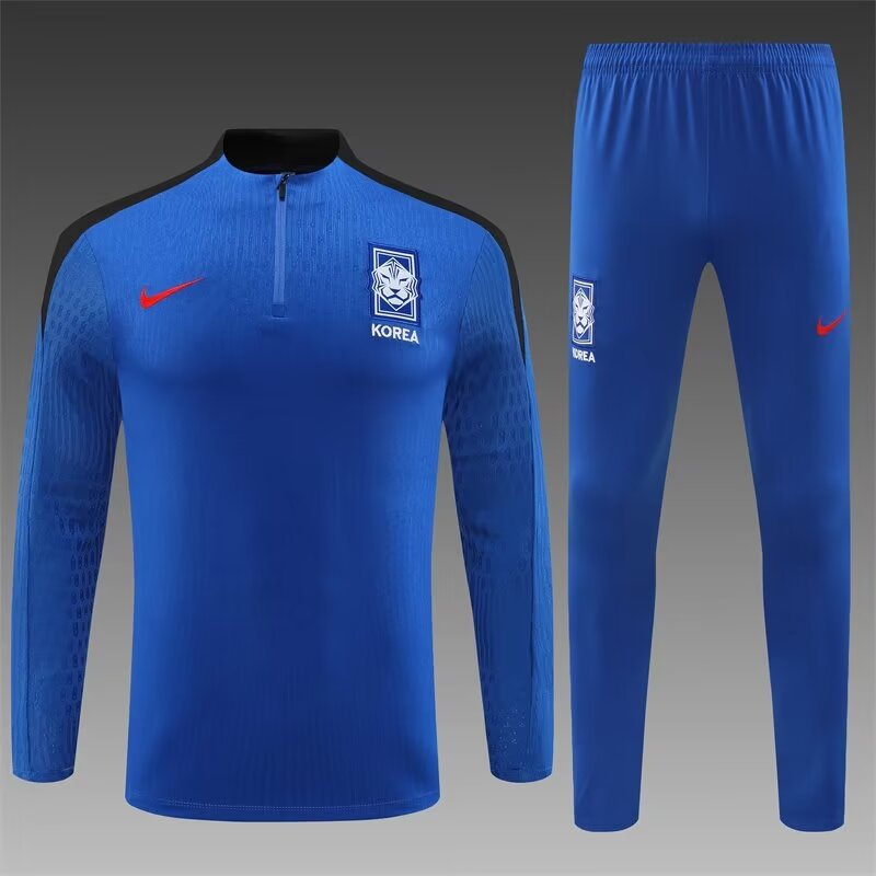 2024/25 Korea Republic Color Blue Thailand Soccer Tracksuit Uniform-801