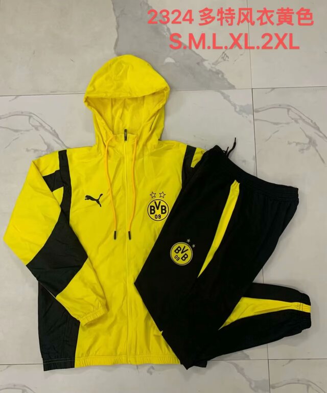 2023/24 Borussia Dortmund Yellow Thailand Soccer Wind Coat Uniform With Hat-815