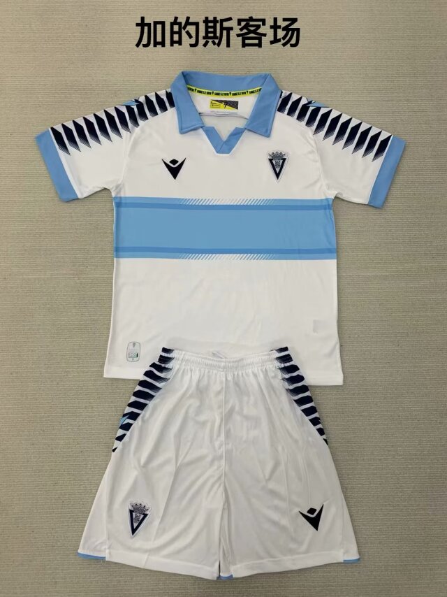 Kids 2024/25 Cádiz CF Away White Kids/Youth Soccer Uniform-1040/507/208