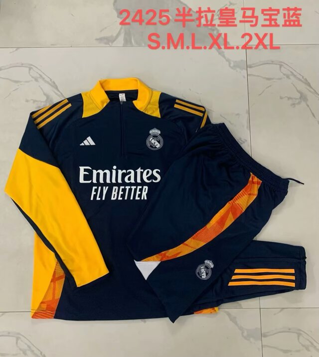 2024/25 Real Madrid Royal Blue Soccer Tracksuit Uniform-815
