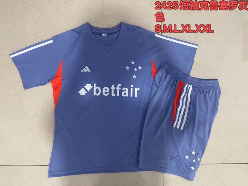 2024/25 Cruzeiro EC Gray Shorts-Sleeve Thailand Soccer Uniform-815