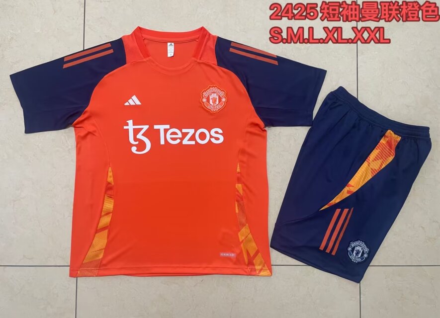 2024/25 Manchester United Orange Shorts-Sleeve Thailand Tracksuit Uniform-815
