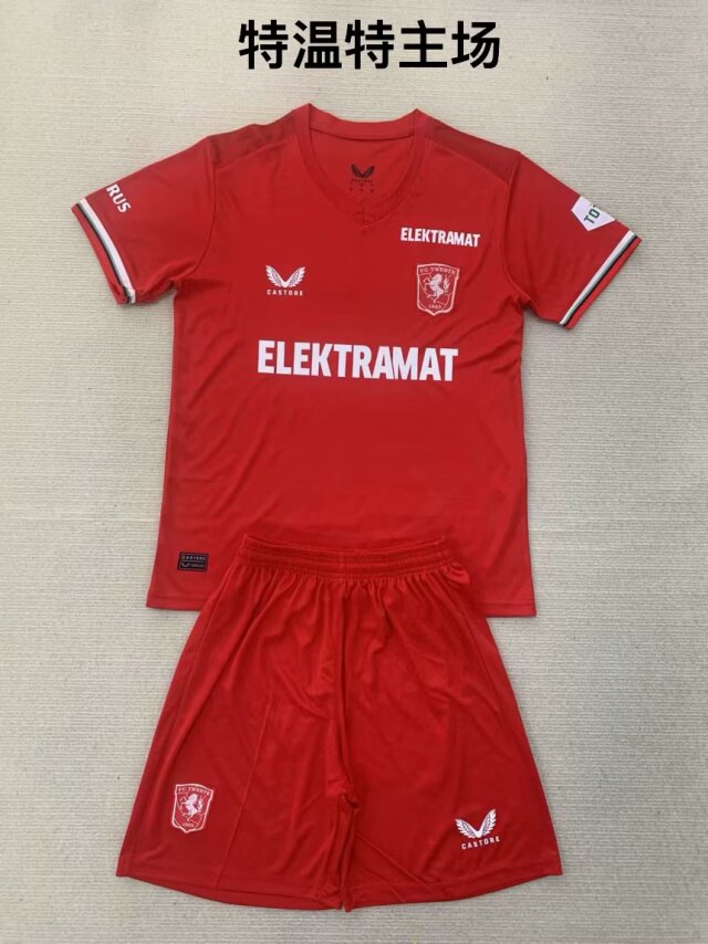 Kids 2024/25 FC Twente Home Red Kids/Youth Soccer Uniform-208