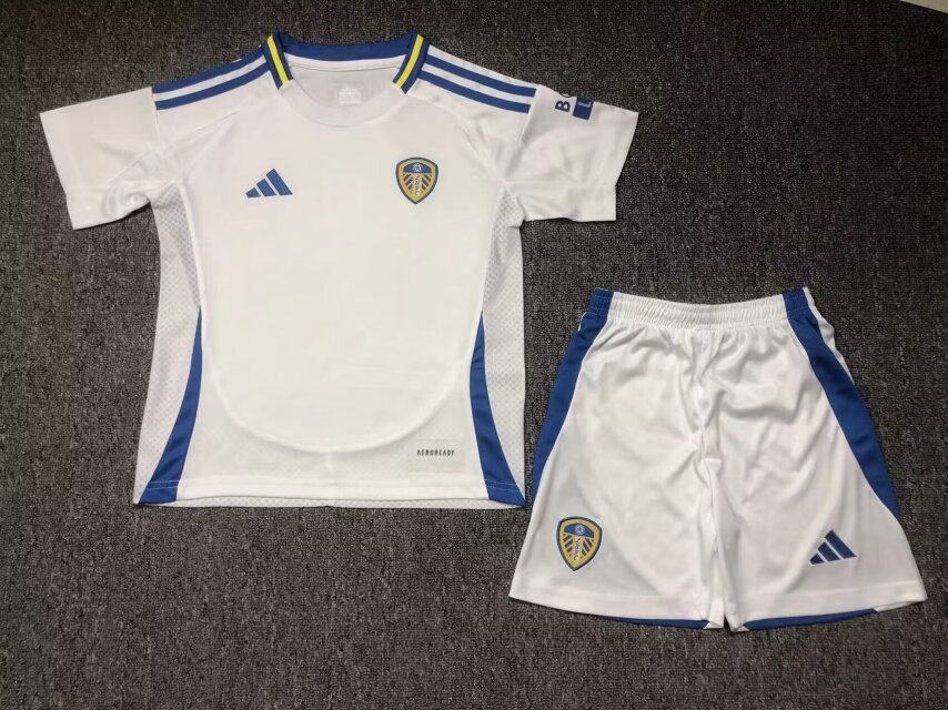 Kids 2024/25 Leeds United Home White Kids/Youth Thailand Soccer Uniform-BLY