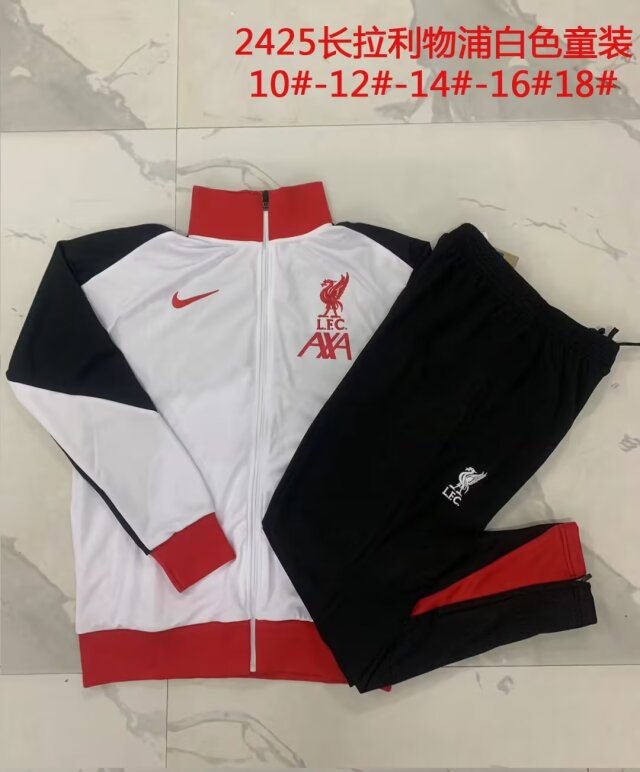 Kids 2024-25 Liverpool Black & White Thailand Soccer Kids/Youth Jacket Unifom-815