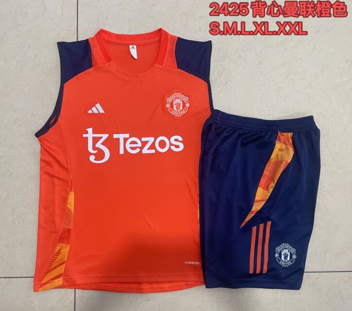 2024/25 Manchester United Orange Shorts-Sleeve Thailand Tracksuit Uniform-815