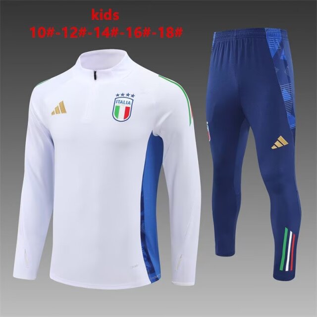 2024/25 Italy White Kids/Youth Soccer Tracksuit Uniform-308/815/801