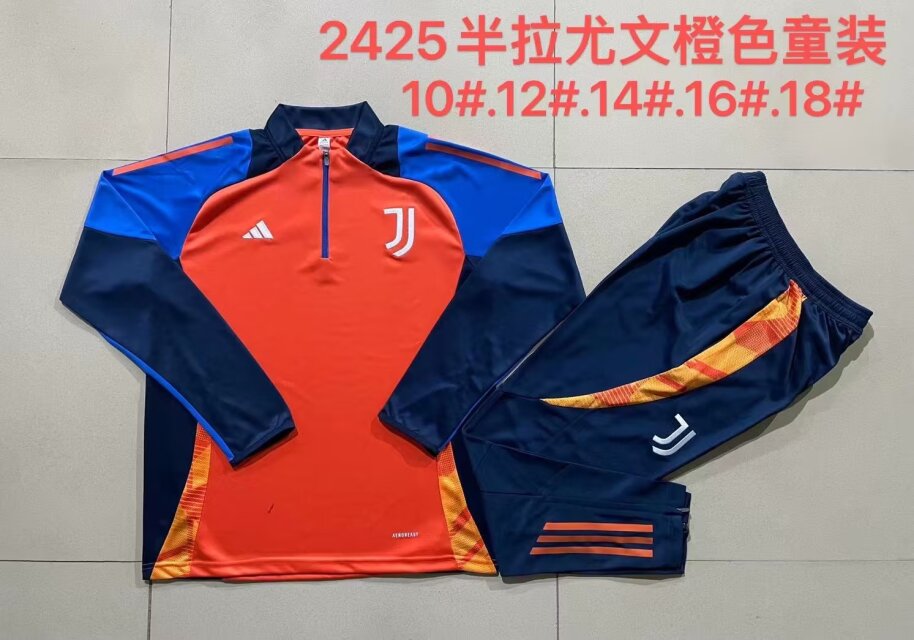 Kids 2024/25 Juventus Red & Blue Kids/Youth Soccer Tracksuit Uniform-815