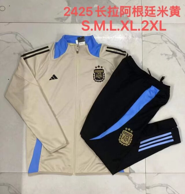 2024/25 Argentina Rice Yellow Soccer Jacket Uniform-815