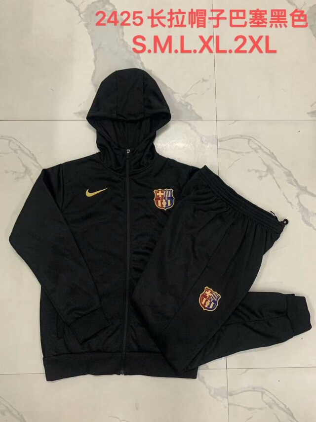 2024/25 Barcelona Black Thailand Soccer Jacket Uniform With Hat-815