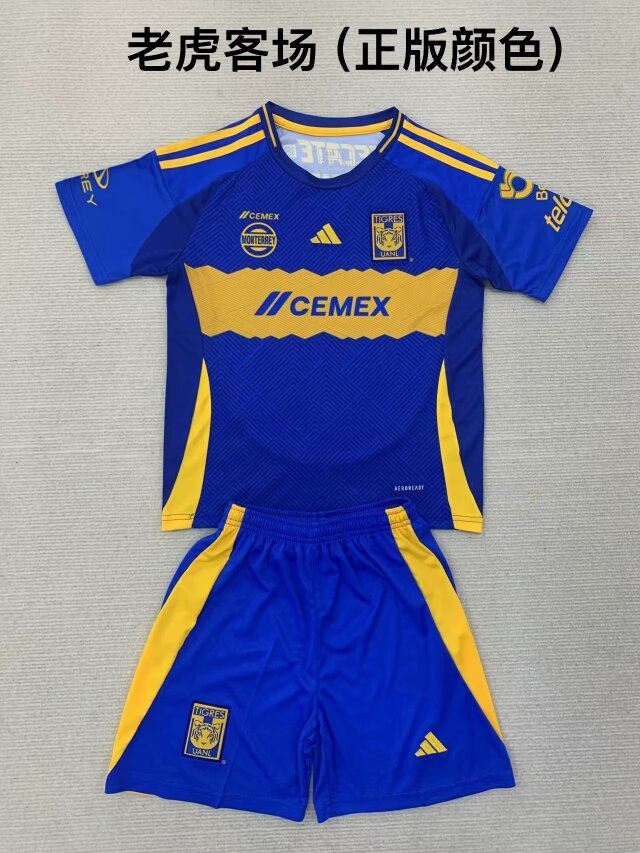 Kids 2024/25 Tigres UANL Away Blue Kids/youth Soccer Uniform-208/123/507