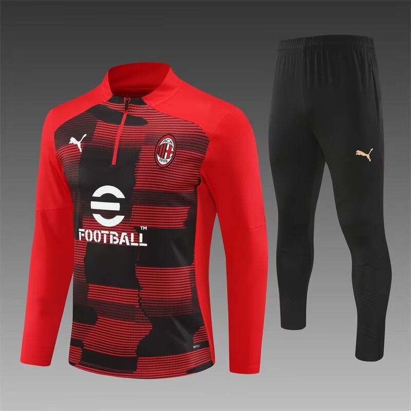 2024/25 AC Milan Black & Red Kids/Youth Soccer Tracksuit Uniform-801