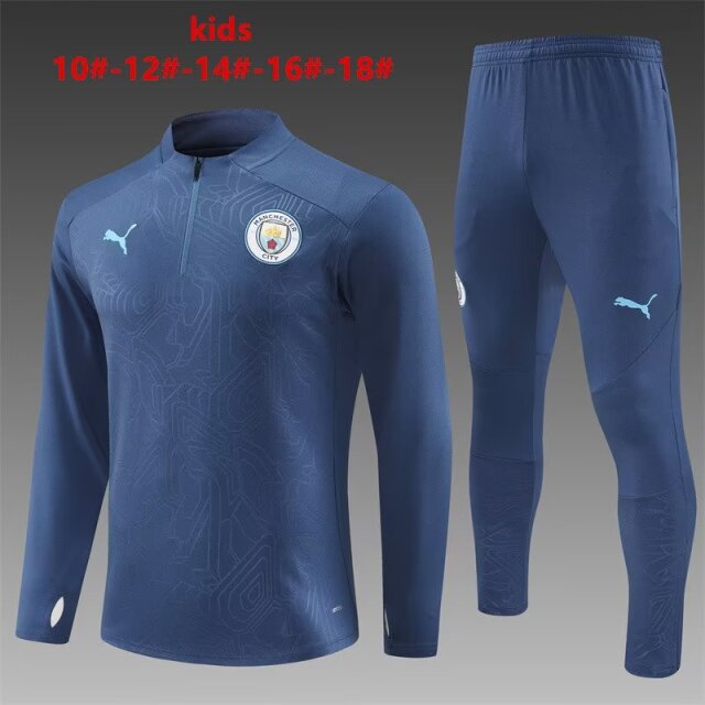 Kids 2024/25 Manchester City Royal Blue Youth/Kids Thailand Soccer Tracksuit Uniform-801