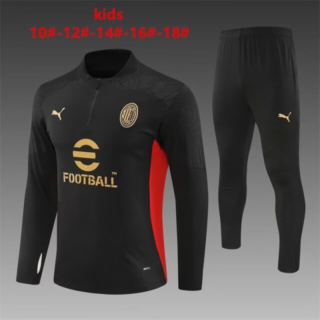 2024/25 AC Milan Black Kids/Youth Soccer Tracksuit Uniform-801