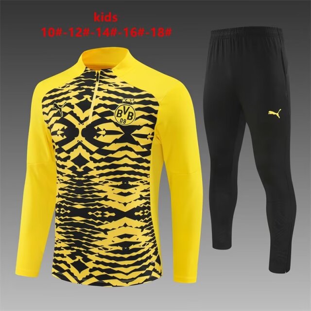 2024/25 Borussia Dortmund Black & Yellow Kids/Youth Soccer Tracksuit Uniform-801