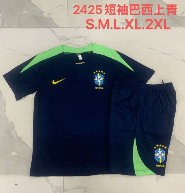 2024/25 Brazil Royal Blue Shorts-Sleeve Thailand Soccer Uniform-815