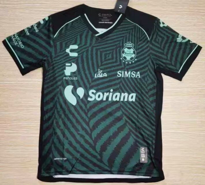 2024/25 Santos Laguna Away Black & Green Thailand Soccer Jersey AAA-912