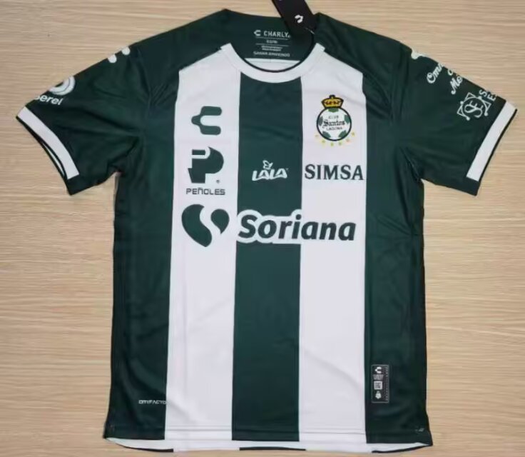 2024/25 Santos Laguna Home Black & White Thailand Soccer Jersey AAA-912