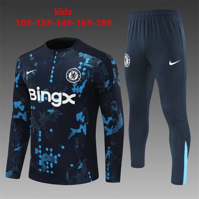 Kids 2024/25 Chelsea Royal Blue Kids/Youth Thailand Soccer Tracksuit Uniform-801