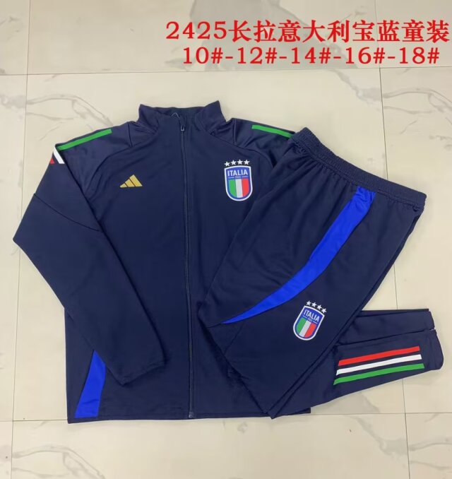 Kids 2024/25 Italy Royal Blue Kids/Youth Jacket Unifom-815