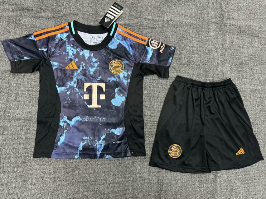 Kids 2024/25 Bayern München Away Black & Black Kids/Youth Soccer Uniform-A/KS