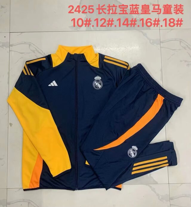 Kids 2024/25 Real Madrid Royal Blue Youth/Kids Thailand Soccer Jacket Uniform-815