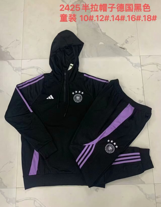 Kids 2024/25 Germany Black Kids/Youth Soccer Tracksuit Uniform With Hat-815