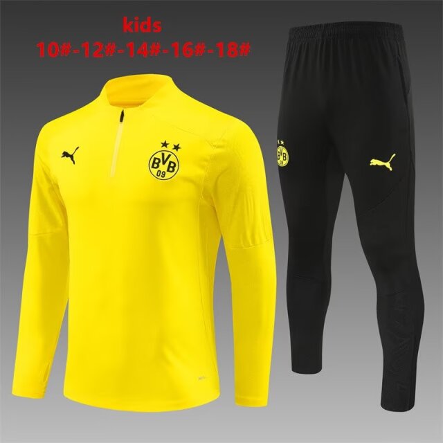 Kids 2024/25 Borussia Dortmund Yellow Kids/Youth Soccer Tracksuit Uniform-801