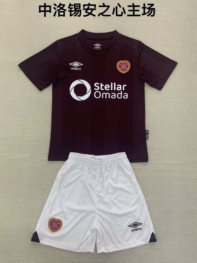 Kids 2024/25 Heart of Midlothian F.C Home Dark Red Kids/Youth Soccer Uniform-208