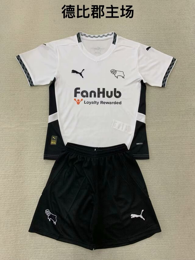 Kids 2024/25 Derby County Home White Kids/Youth Soccer Uniform-208