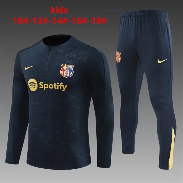 Kids 2024/25 Barcelona Royal Blue Kids/Youth Thailand Soccer Tracksuit Uniform-801