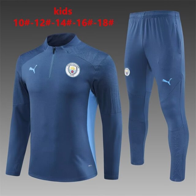 Kids 2024/25 Manchester City Royal Blue Youth/Kids Thailand Soccer Tracksuit Uniform-801