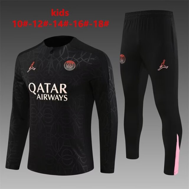 Kids 2024/25 Paris SG Black Kids/Youth Thailand Soccer Uniform-801/815